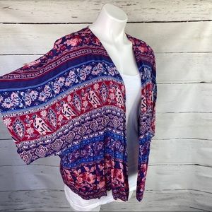 3/$30 Forever 21 Boho Kimono Floral Bird Print